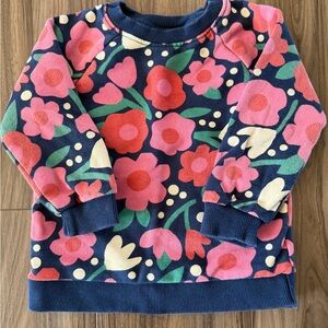 Hanna Andersson Navy Sweatshirt with Pink & Red Floral Print